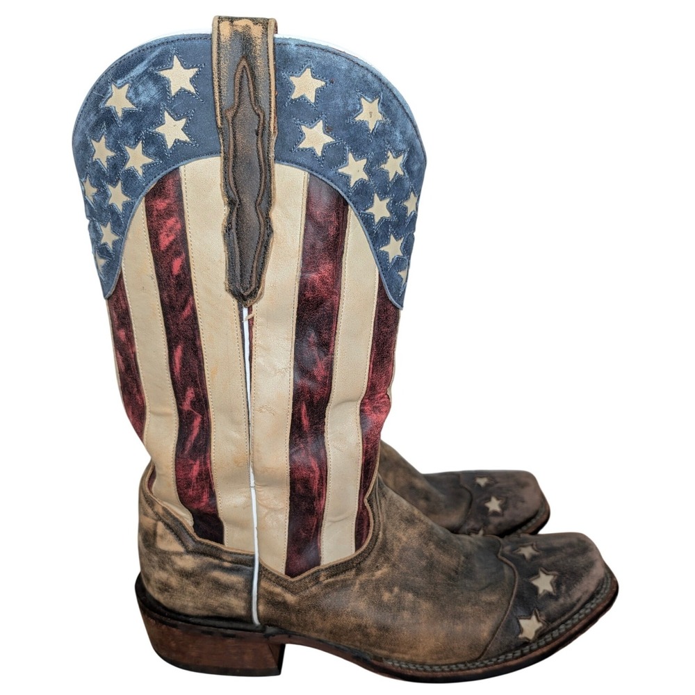 Dan Post Liberty American Flag Cowboy Boot Men 11D Leather Stars Stripe Western